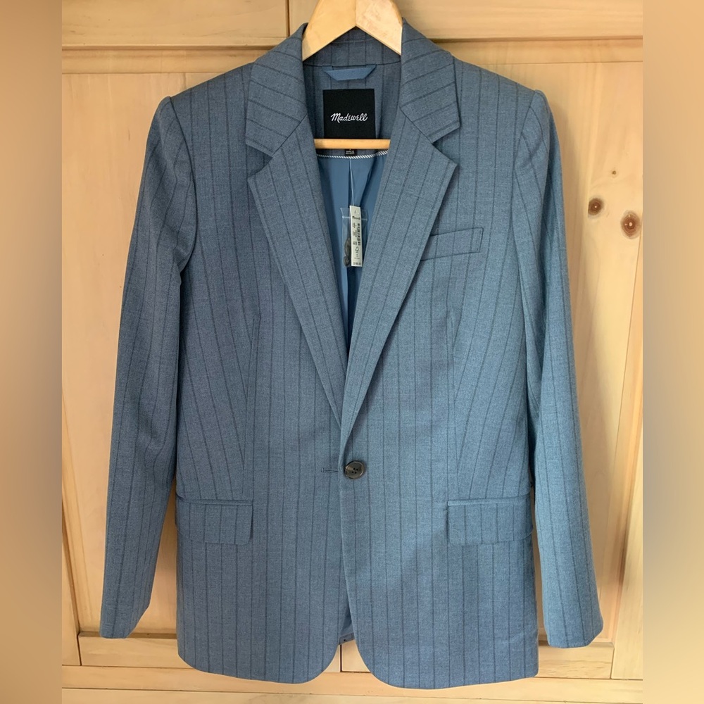 Madewell Blue Pinstripe Blazer